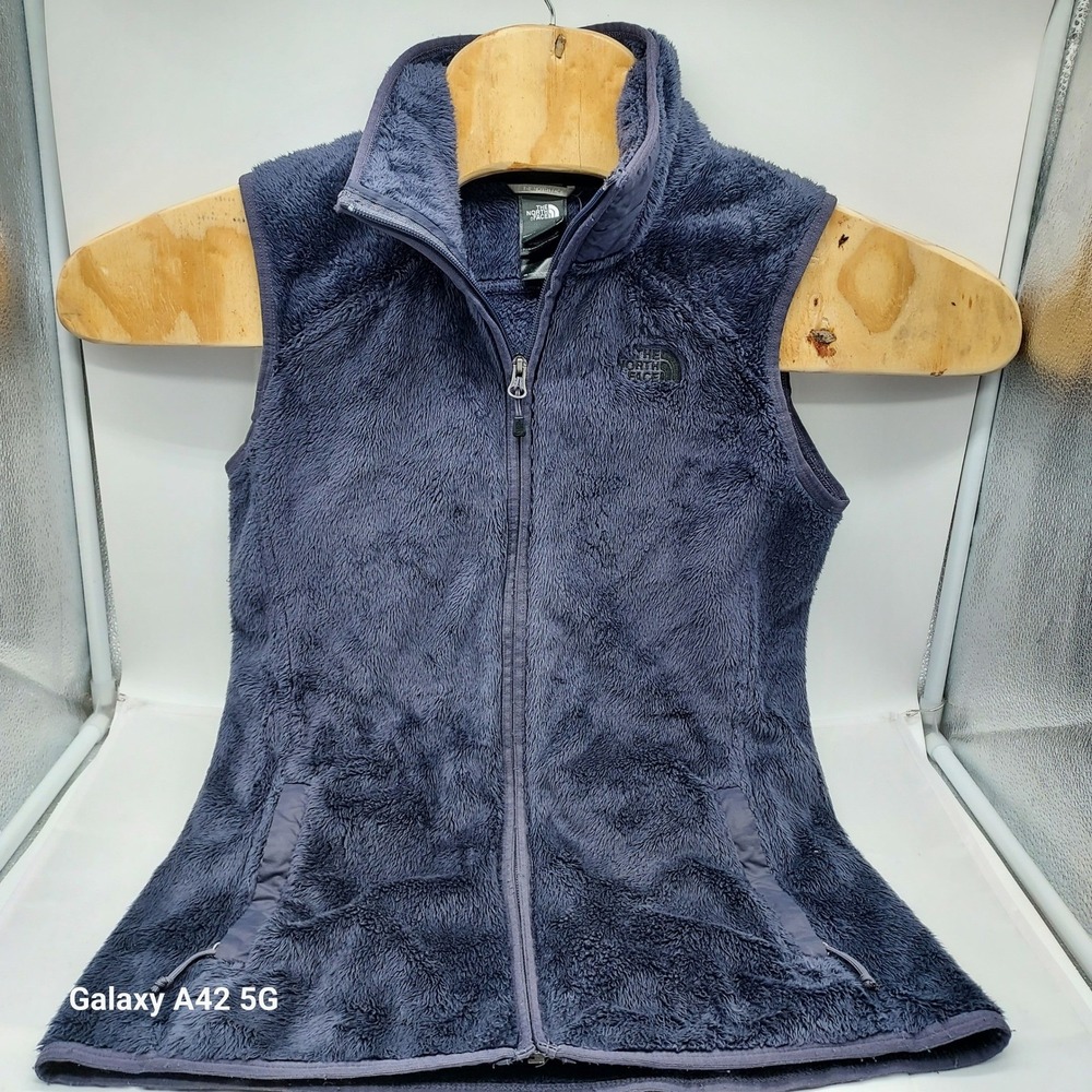 The North Face Womens SMALL P Fleece Vest Zip Up Navy Blue Pockets‎ Logo